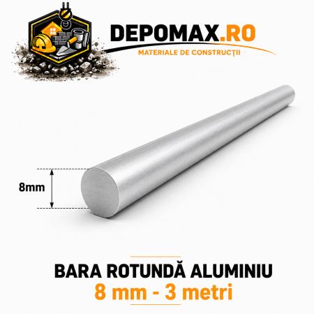 Bara rotunda aluminiu 8 mm, 3 metri, EN AW-6060